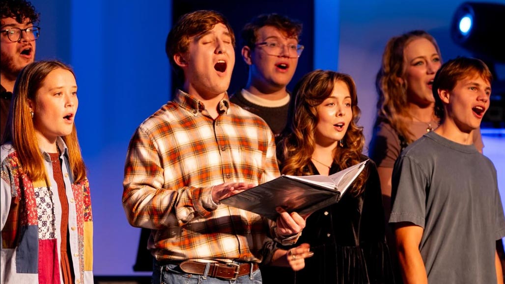 Small group of Century Singers performing at showcase
